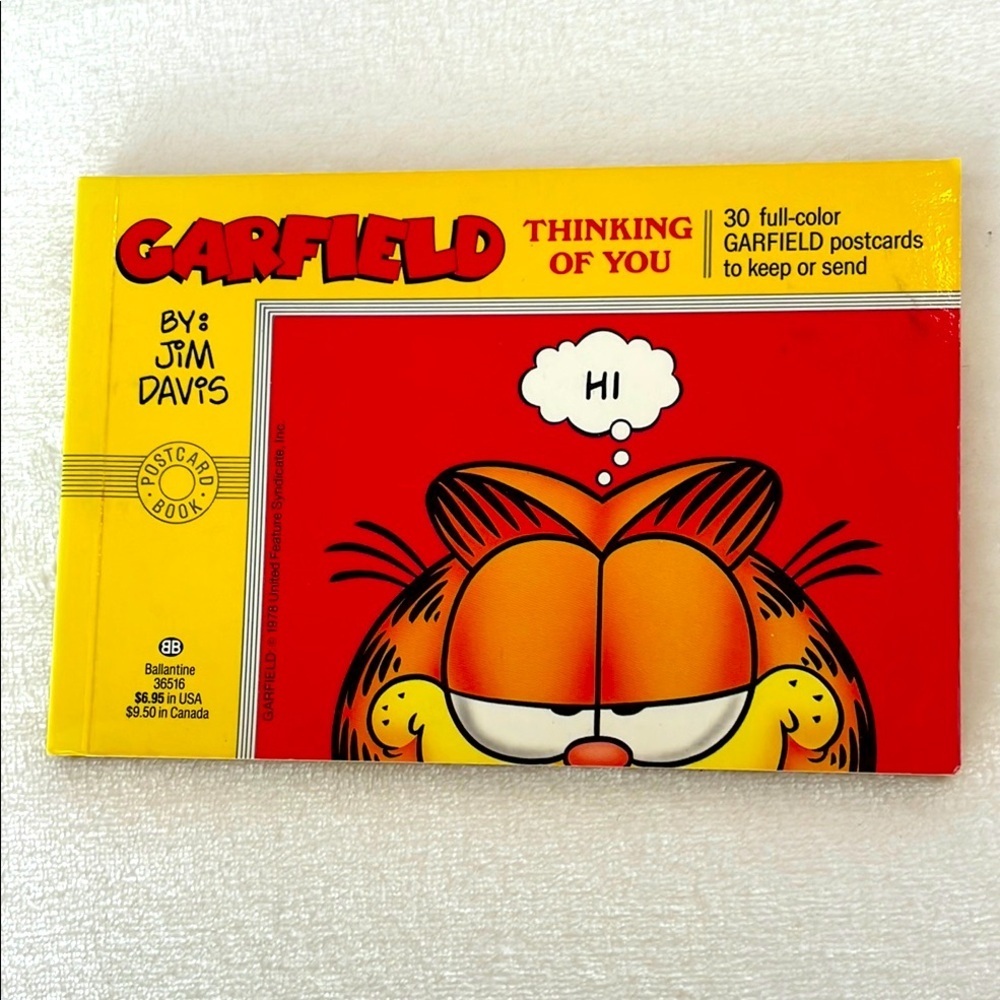 Vintage 1989 Garfield “thinking of you” 
Postcard book — 30 full colour cards.